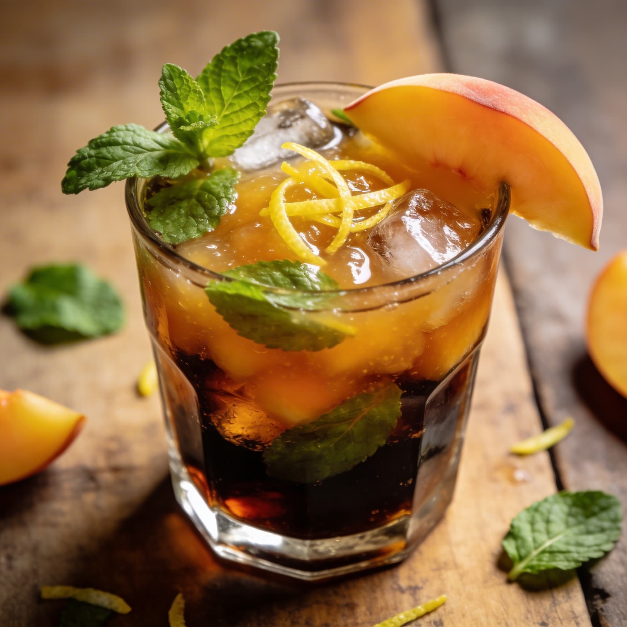 Erfrischender Pfirsich-Eistee mit Minze